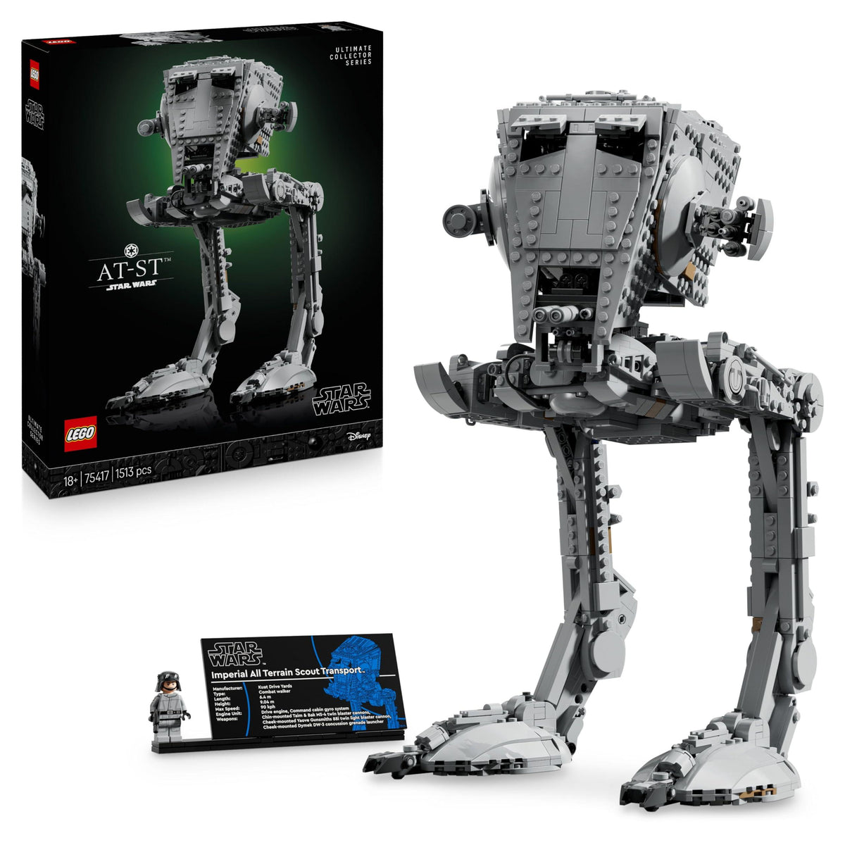 75417 Star Wars At-St Walker Building Set for Adults - UCS Display Model Kit with a Minifigure & Information Plaque