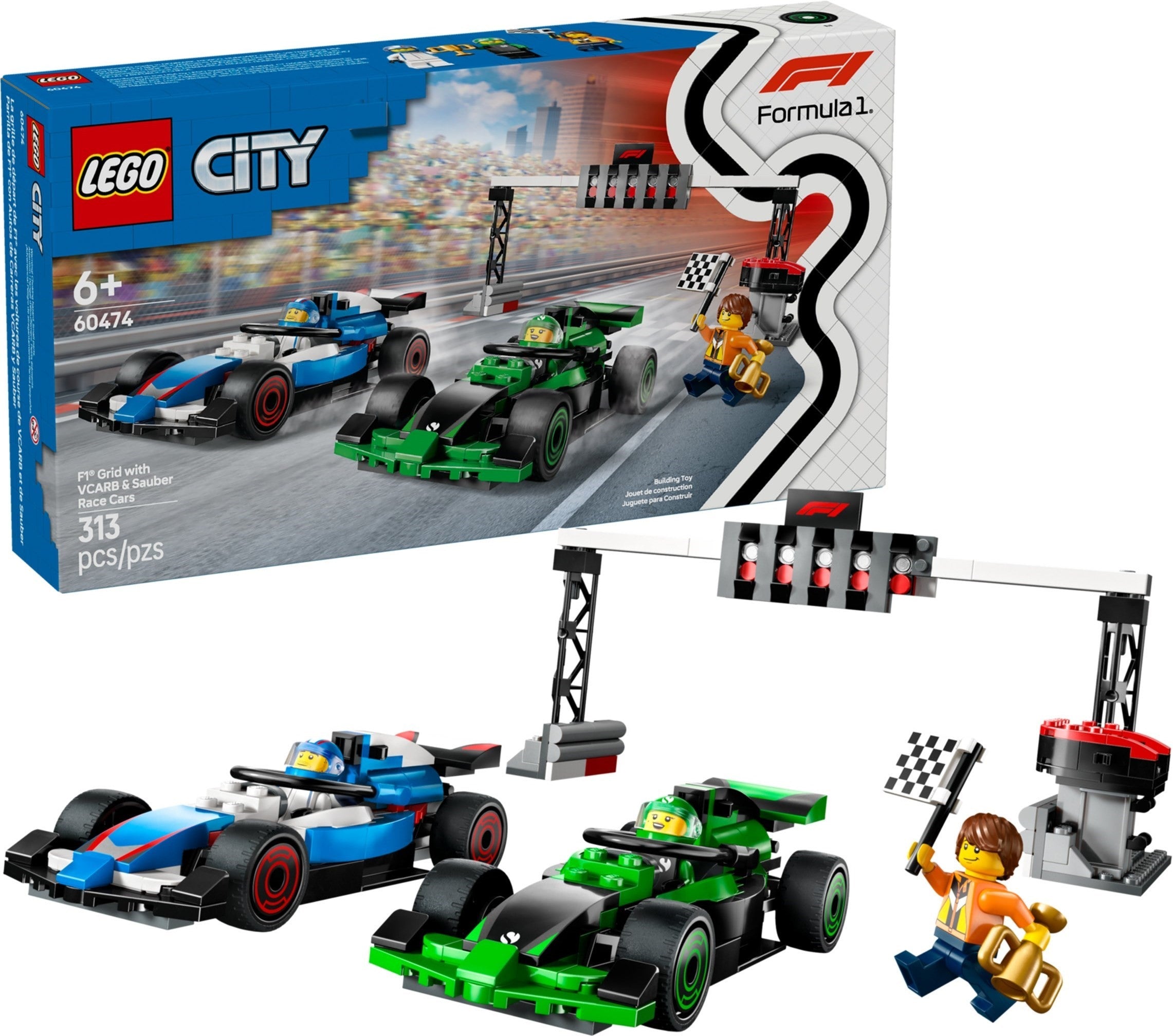 60474 City Formula 1 Grid with VCARB & Sauber Race Cars