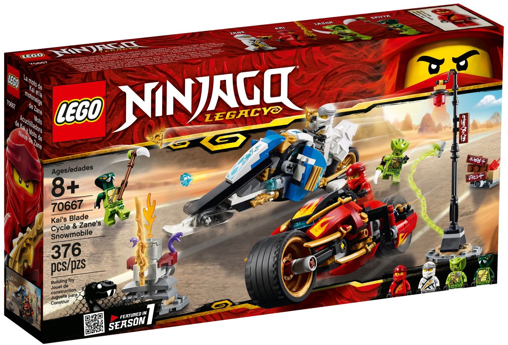 70667 Lego NINJAGO Kys Blade Cycle and Zanes Snowmobile