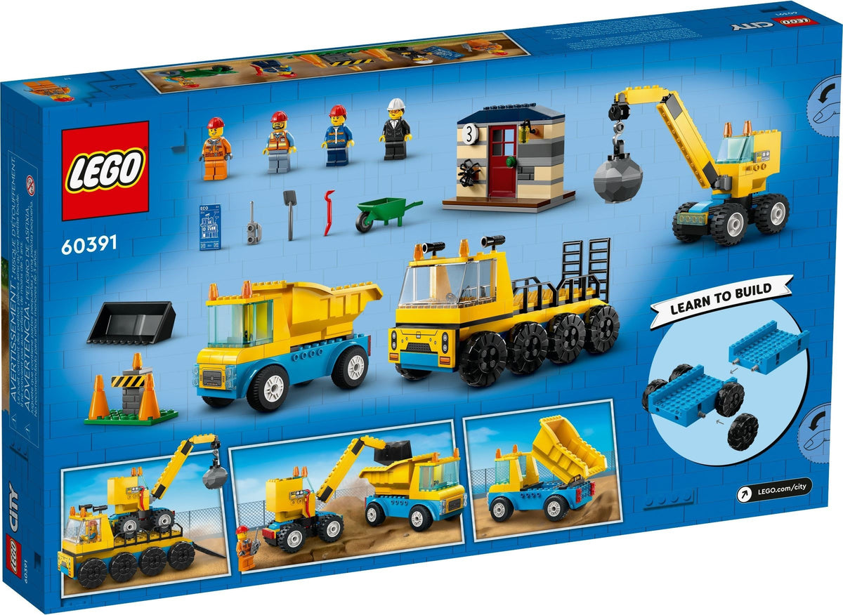 60391 City Construction Trucks and Wrecking Ball Crane