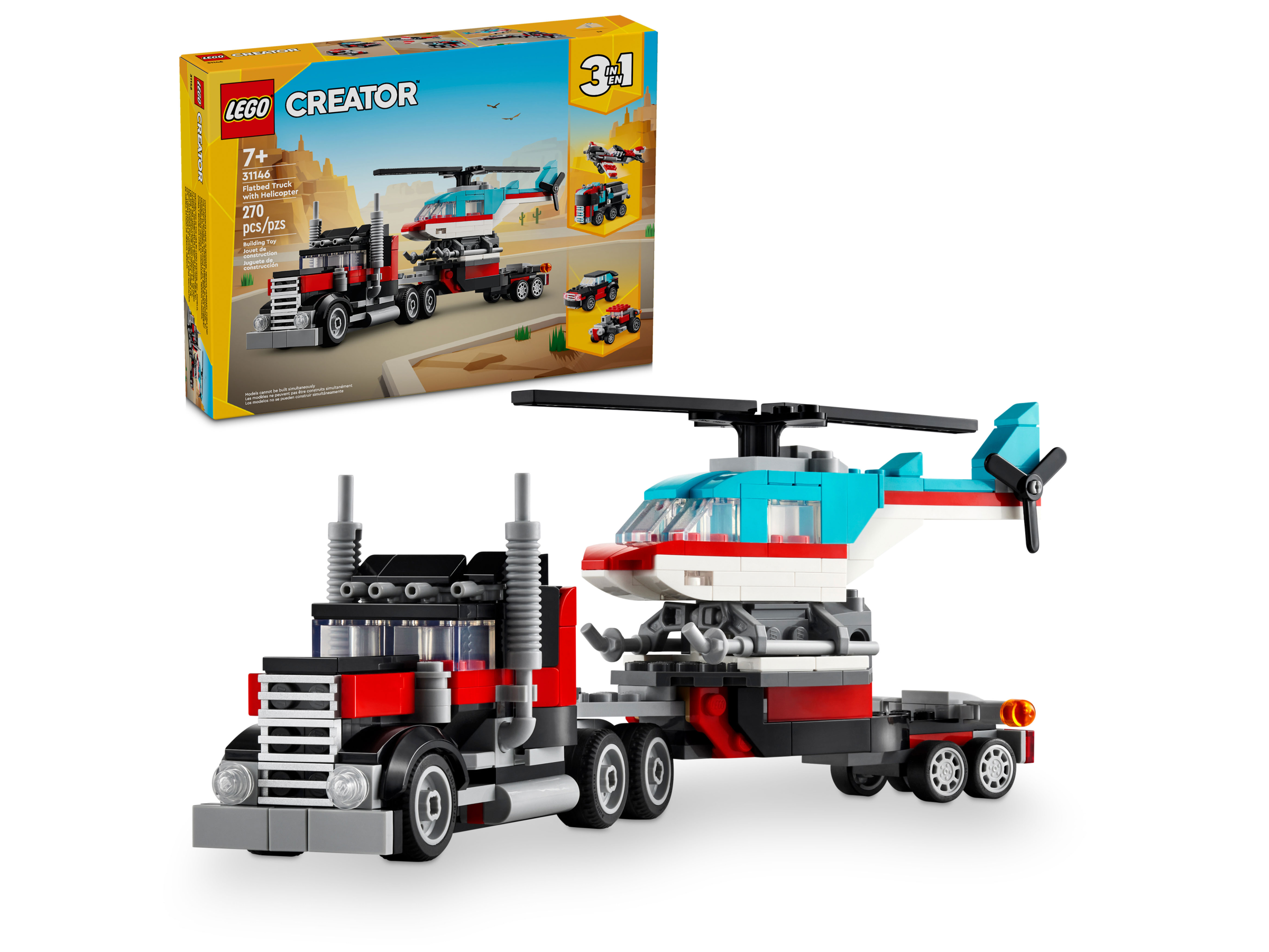31146 Creator 3-in-1 Flatbed Truck with Helicopter