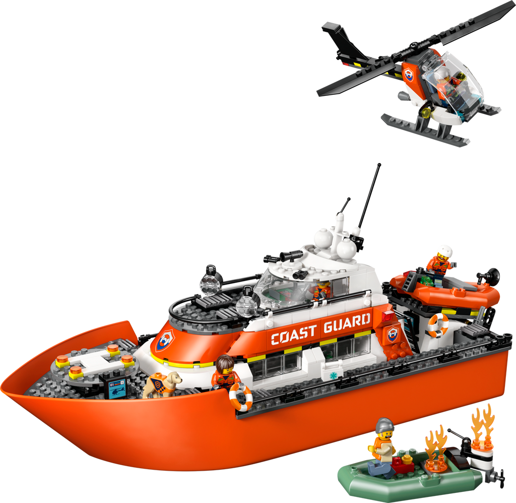 60504 City Coast Guard Rescue Boat & Helicopter