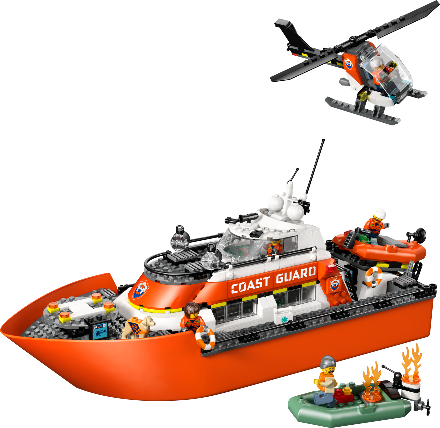 60504 City Coast Guard Rescue Boat & Helicopter