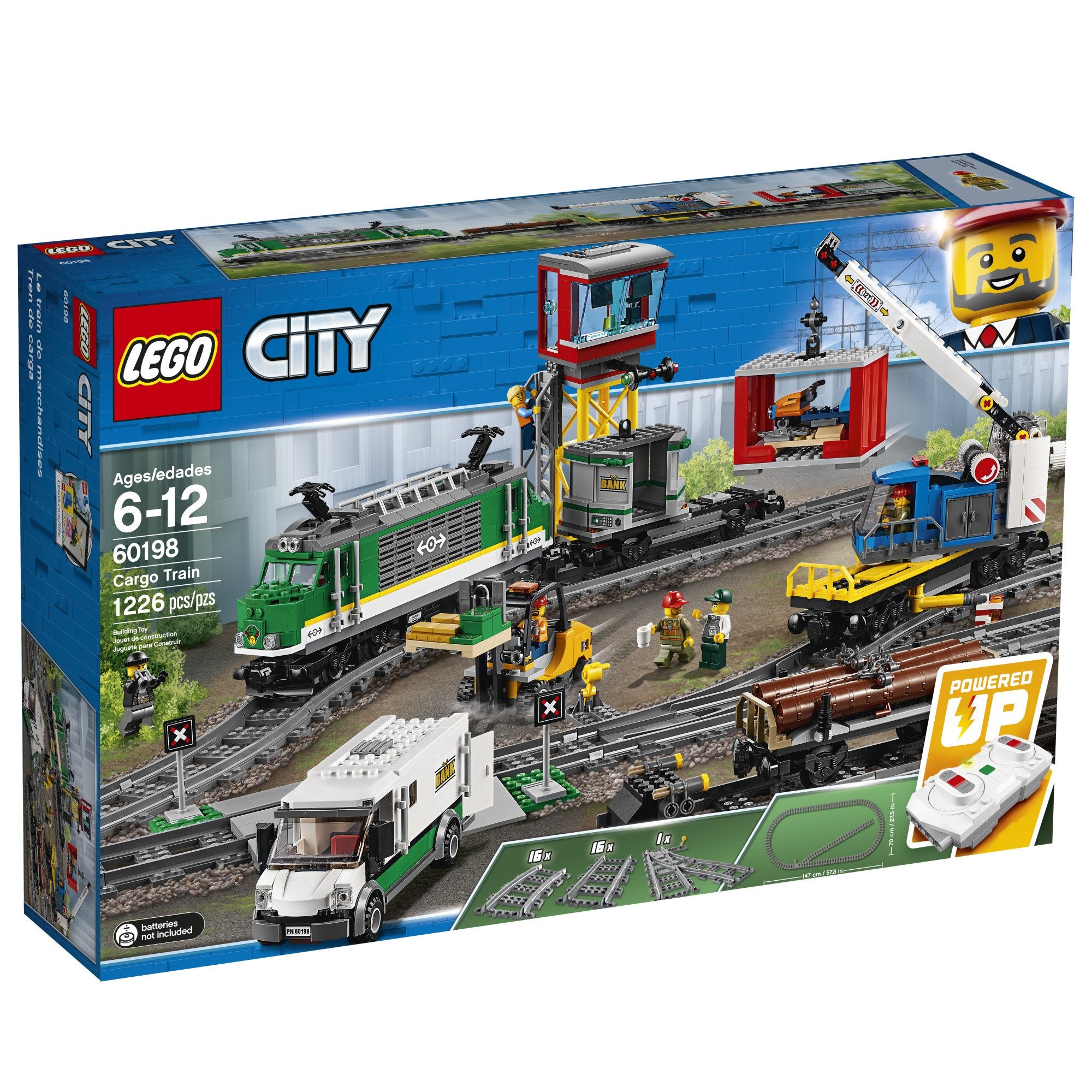 U-60198 USED LEGO City Cargo Train Remote Control Train Building Set with Tracks for Kids for Boys and Girls (1226 Pieces)
