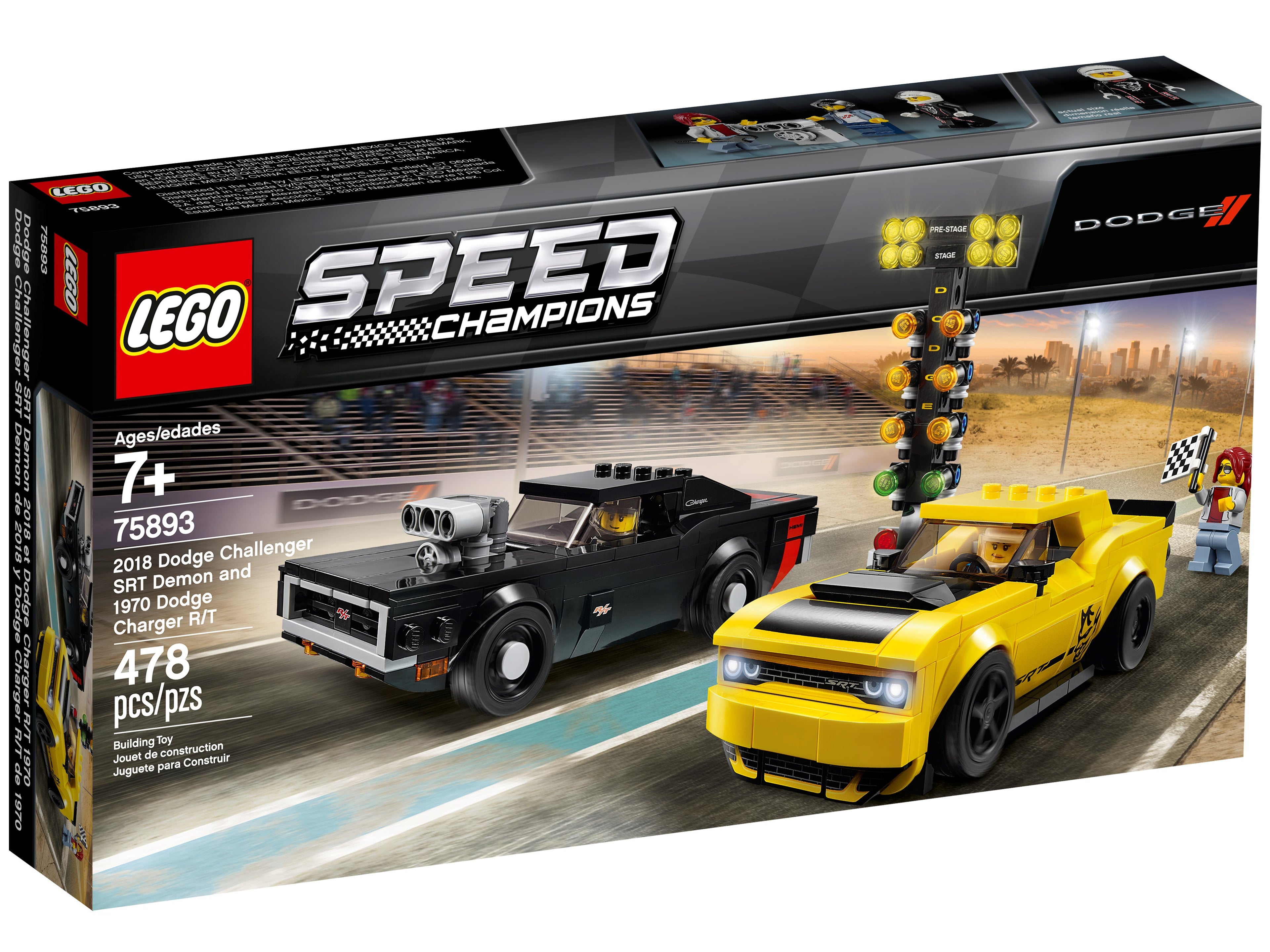 75893 Lego Speed Champions 2018 Dodge Challenger SRT Demon and 1970 Dodge Charger R/T