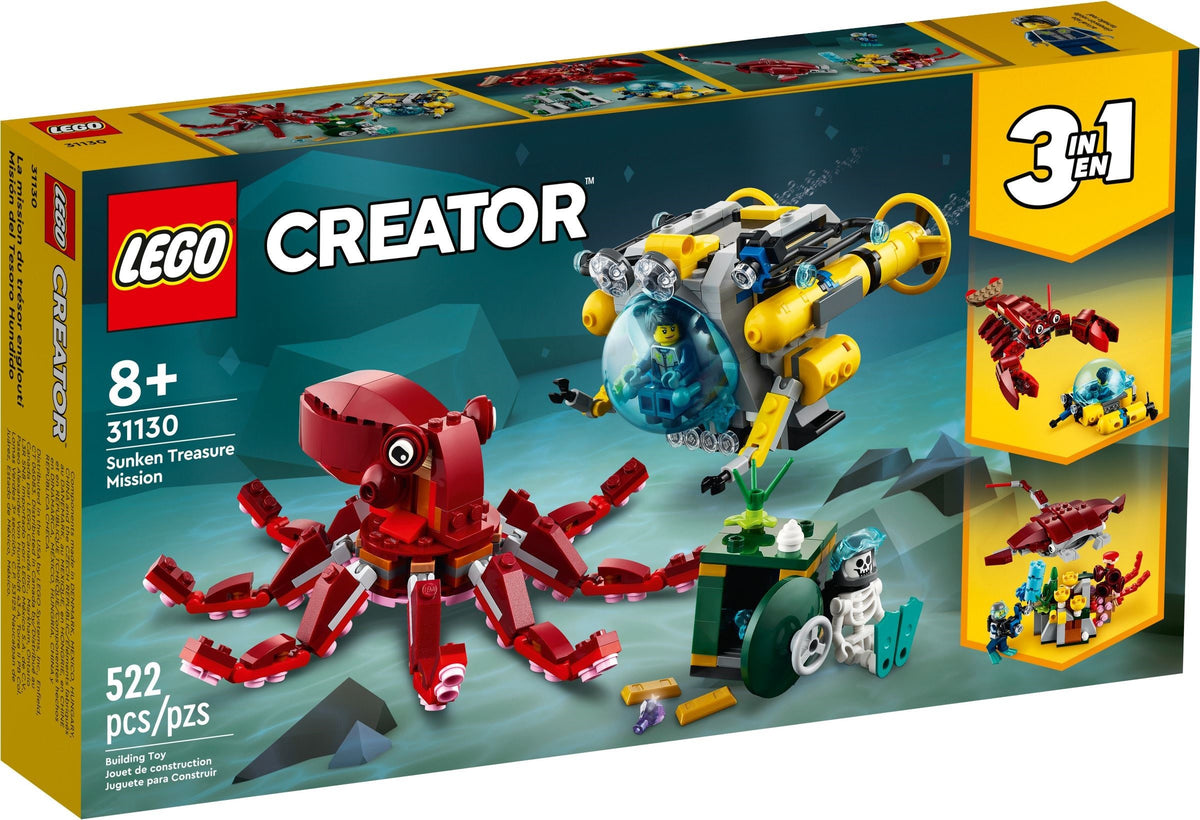 31130 Lego Creator 3 in 1 Sunken Treasure Mission Submarine Toy
