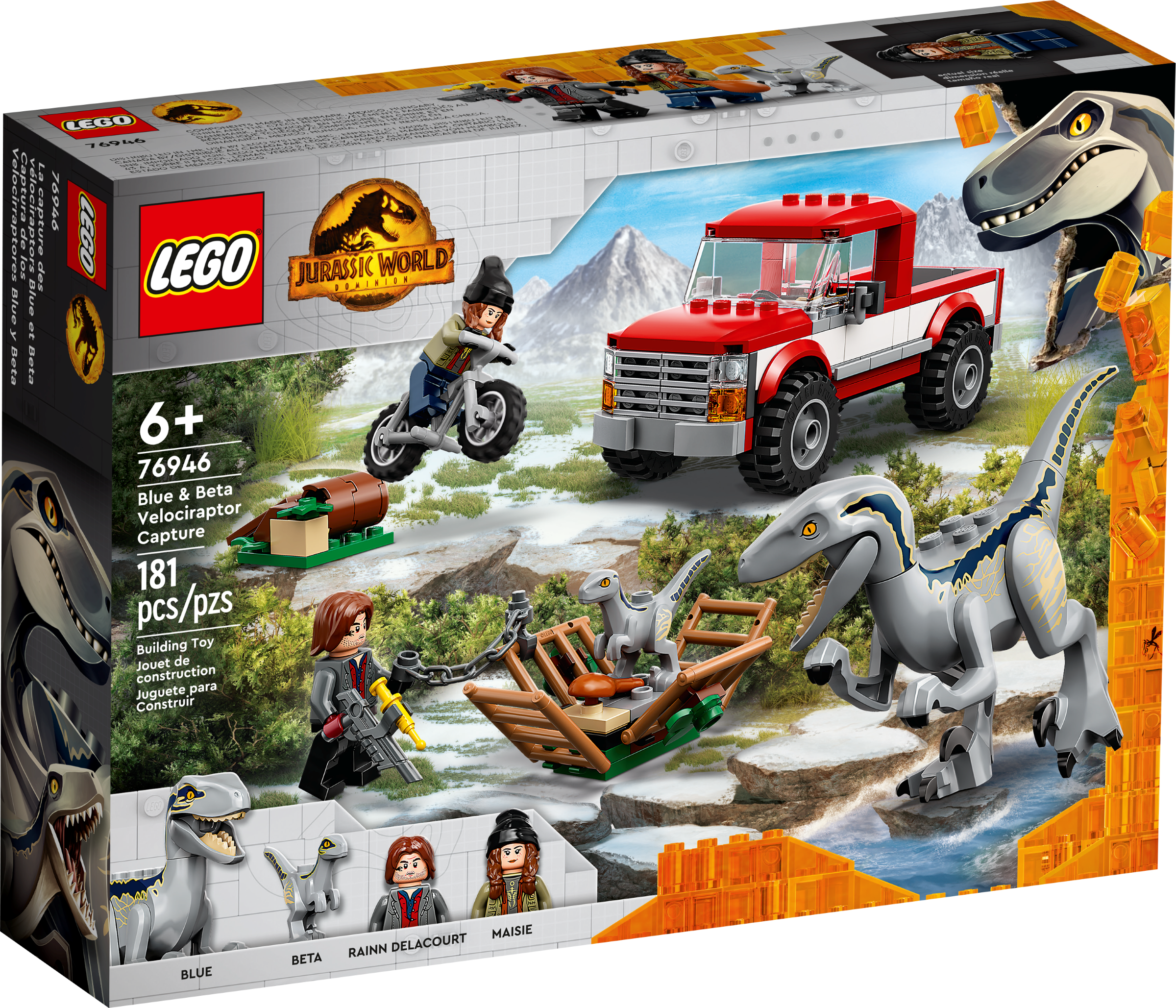 U-76946 USED Jurassic world Blue and Beta Velociraptor Capture