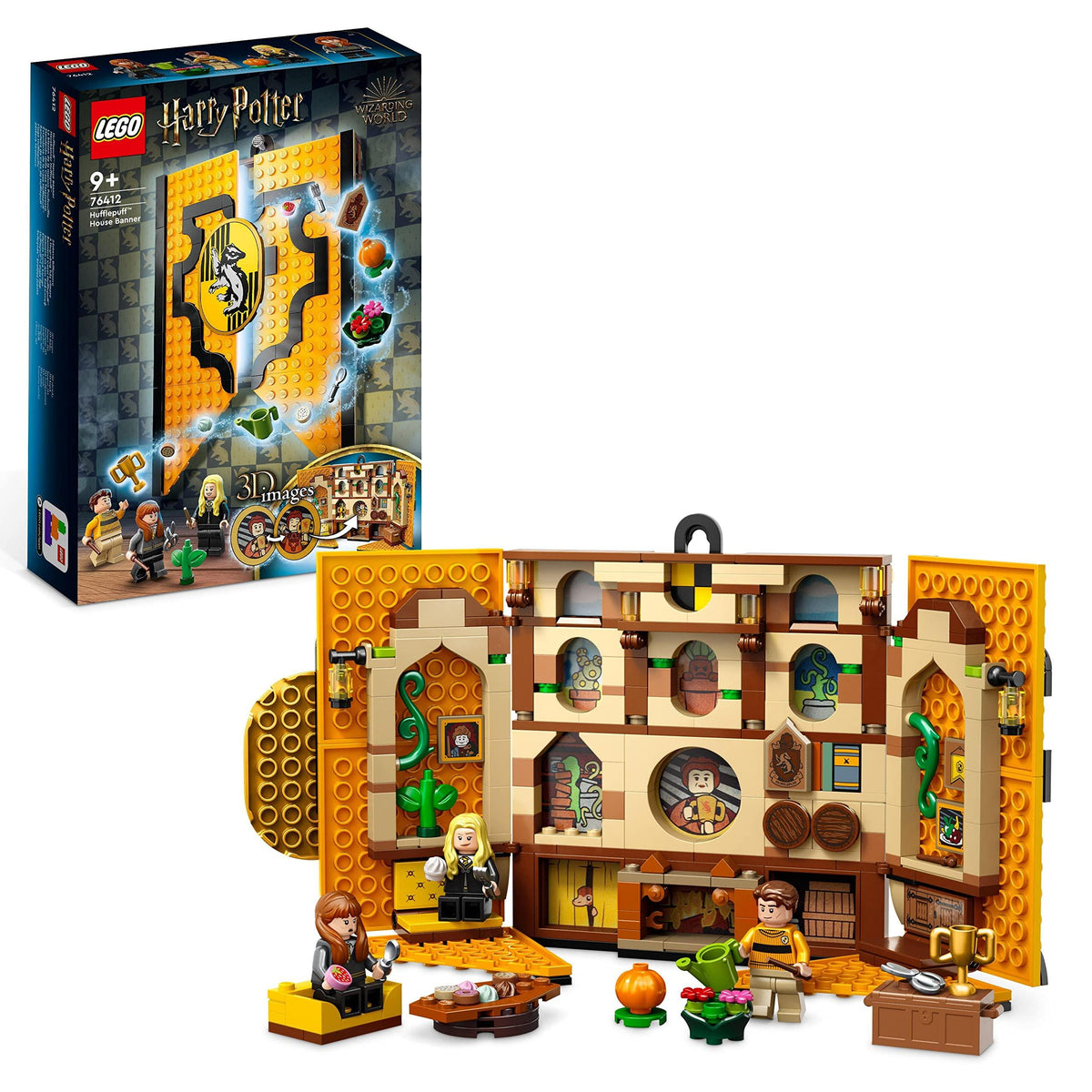 76412 LEGO Harry Potter Hufflepuff House Banner,Hogwarts Castle Common Room Toy or Wall Decoration, Set with 3 Minifigures and Mandrake